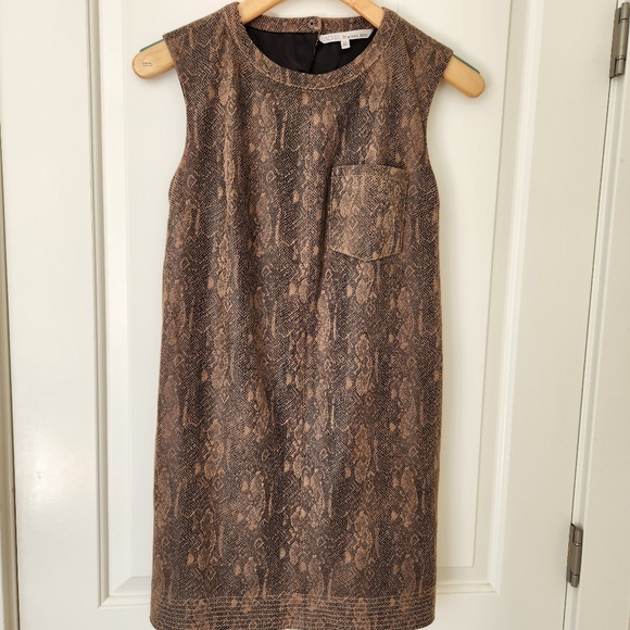 RACHEL Rachel Roy Dresses & Skirts - Edgy Snakeskin Print Mini Shift Dress Brown Sleeveless Soft Comfy Trendy Cute XS